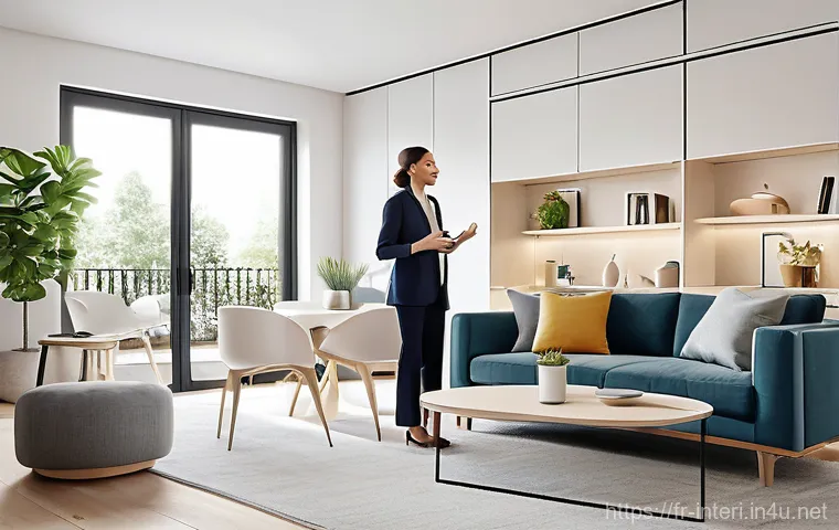 실내건축 이론과 실무의 조화 - A serene and elegantly designed living room in a modern French countryside home. The focal point is ...