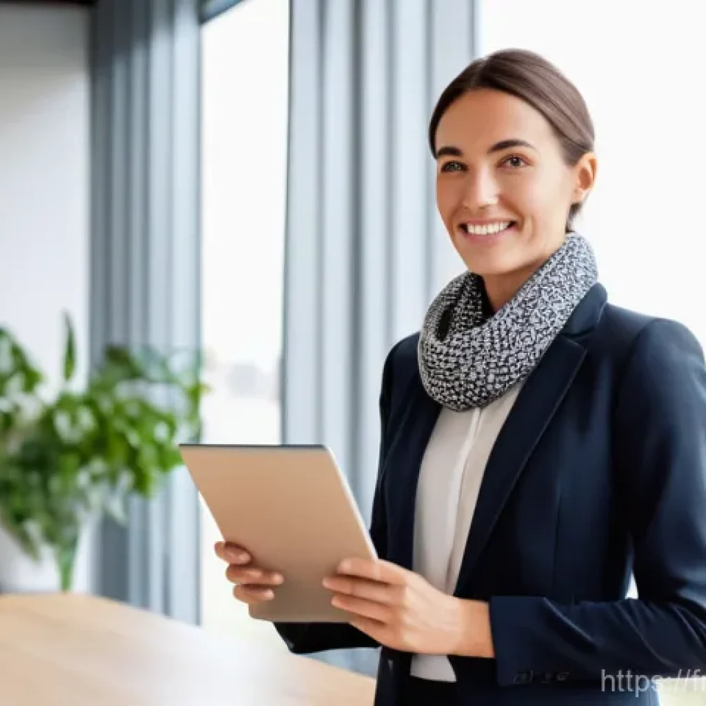 실내건축 면접 질문과 답변 준비 - **Prompt:** A dynamic, mid-shot of a confident young female interior architect candidate, in her lat...