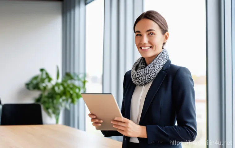 실내건축 면접 질문과 답변 준비 - **Prompt:** A dynamic, mid-shot of a confident young female interior architect candidate, in her lat...