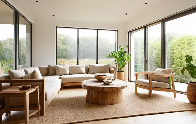 실내건축기사 자격증과 관련된 기타 자격증 - **Prompt 1: Sustainable and Serene Living Room**
    A bright, airy living room designed with a focu...