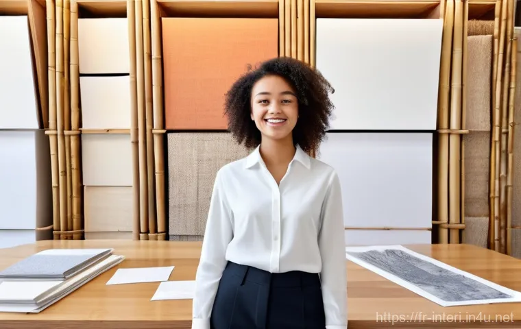 실내건축 실기 시험의 모범 사례 - **Prompt 1: Interior Architecture Student Presentation**
    A confident young interior architecture...