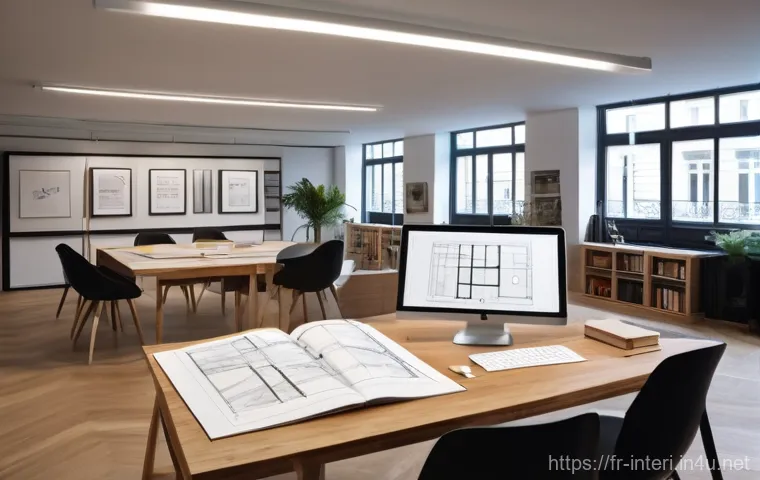 실내건축 시험을 위한 추천 학원 - **A vibrant, modern interior design studio in a prestigious Parisian interior architecture school.**...