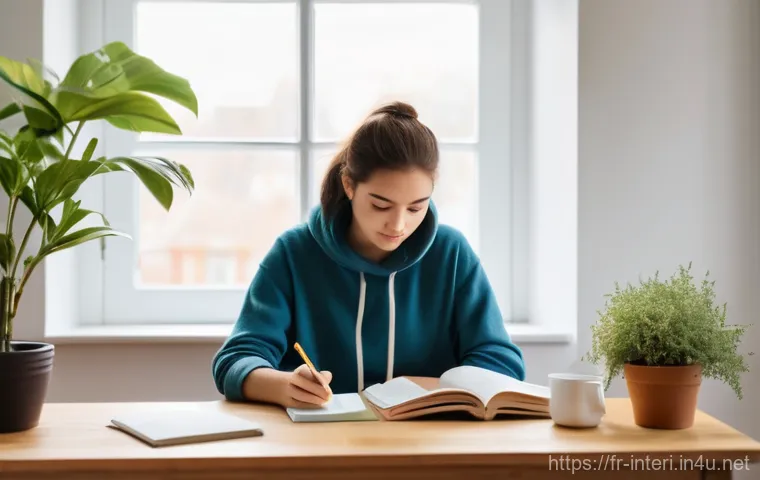 실내건축기사 시험 전날 준비 사항 - Prompt 1: Serene Study Sanctuary**