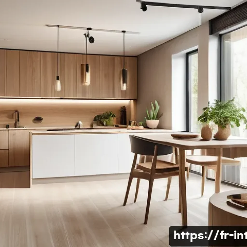 실내건축 실무에서 사용하는 재료 소개 - A modern Scandinavian-style interior featuring sustainable ecological composite panels made from nat...