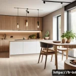 Home 18 실내건축 실무에서 사용하는 재료 소개 - A modern Scandinavian-style interior featuring sustainable ecological composite panels made from nat...