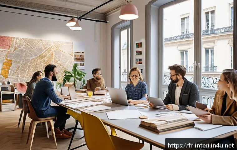 실내건축기사 자격증과 관련된 커뮤니티 - A bright, modern coworking space filled with diverse interior design professionals engaged in a live...