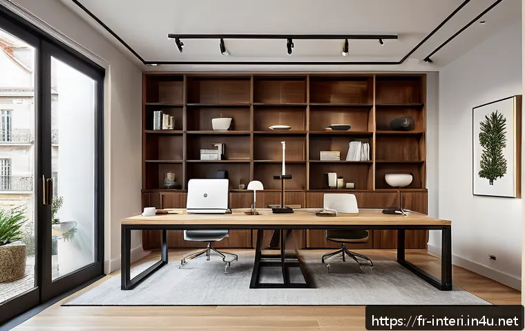 실내건축 실기 시험에서의 주요 평가 기준 - A modern, harmonious interior design workspace with large windows allowing natural light to flood in...