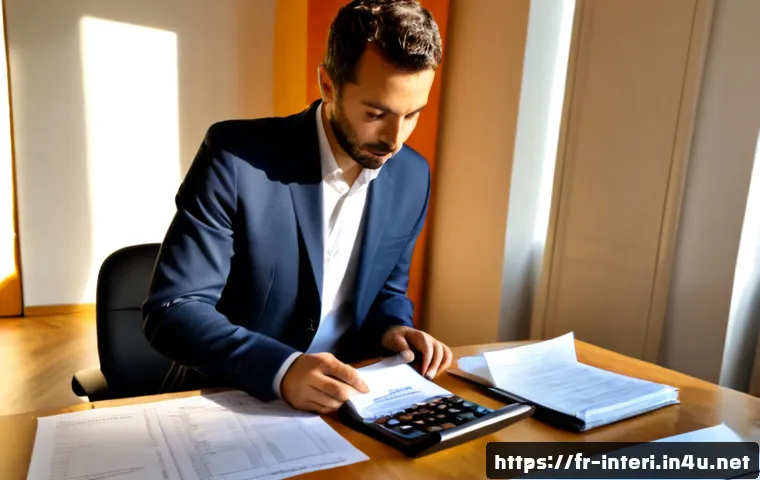 실내건축 연봉과 복지 비교 - Photorealistic French interior architect reviewing a salary and benefits comparison at a sunlit Pari...